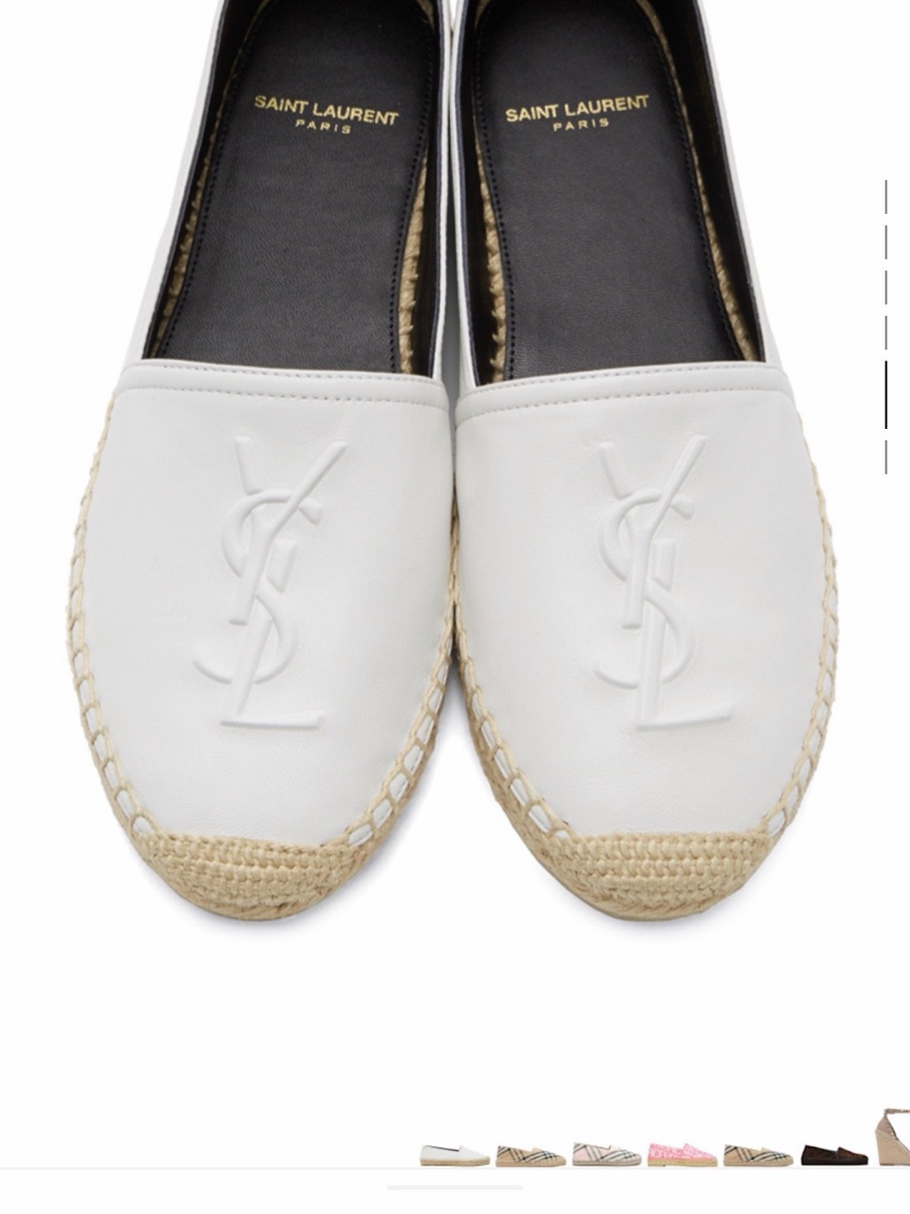 White Saint Laurent White Leather Espadrille